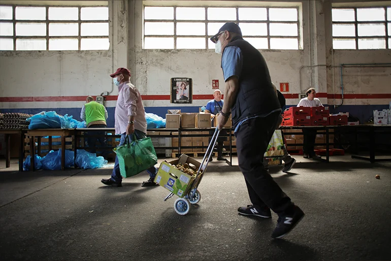 The rise in demand has forced the Lugo Food Bank in Spain to refuse new users. (Carlos Castro/Getty Images)